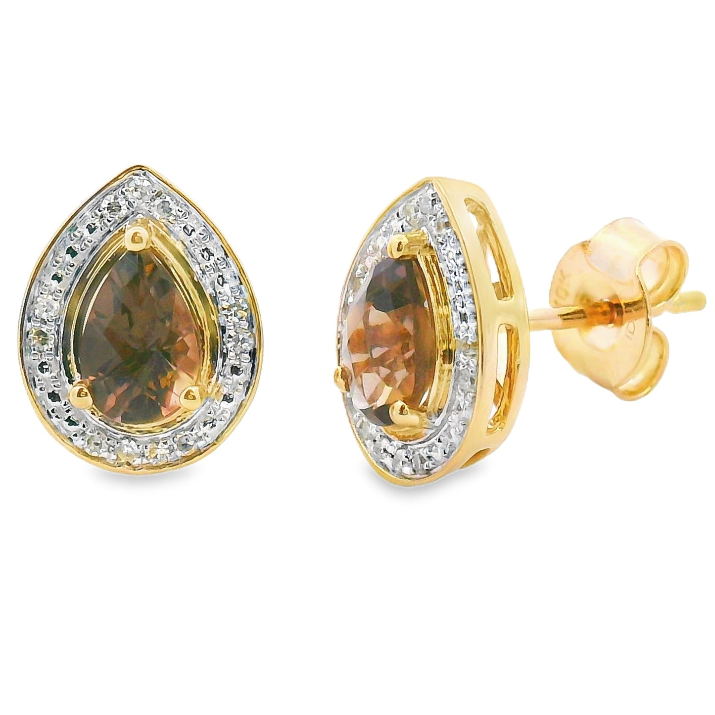 Boucles d'oreilles pendantes en diamant quartz de 0,87 ct en or jaune 10KT