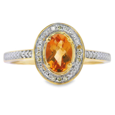 Natural .51ct Citrine Diamond Ring in 10KT Yellow Gold