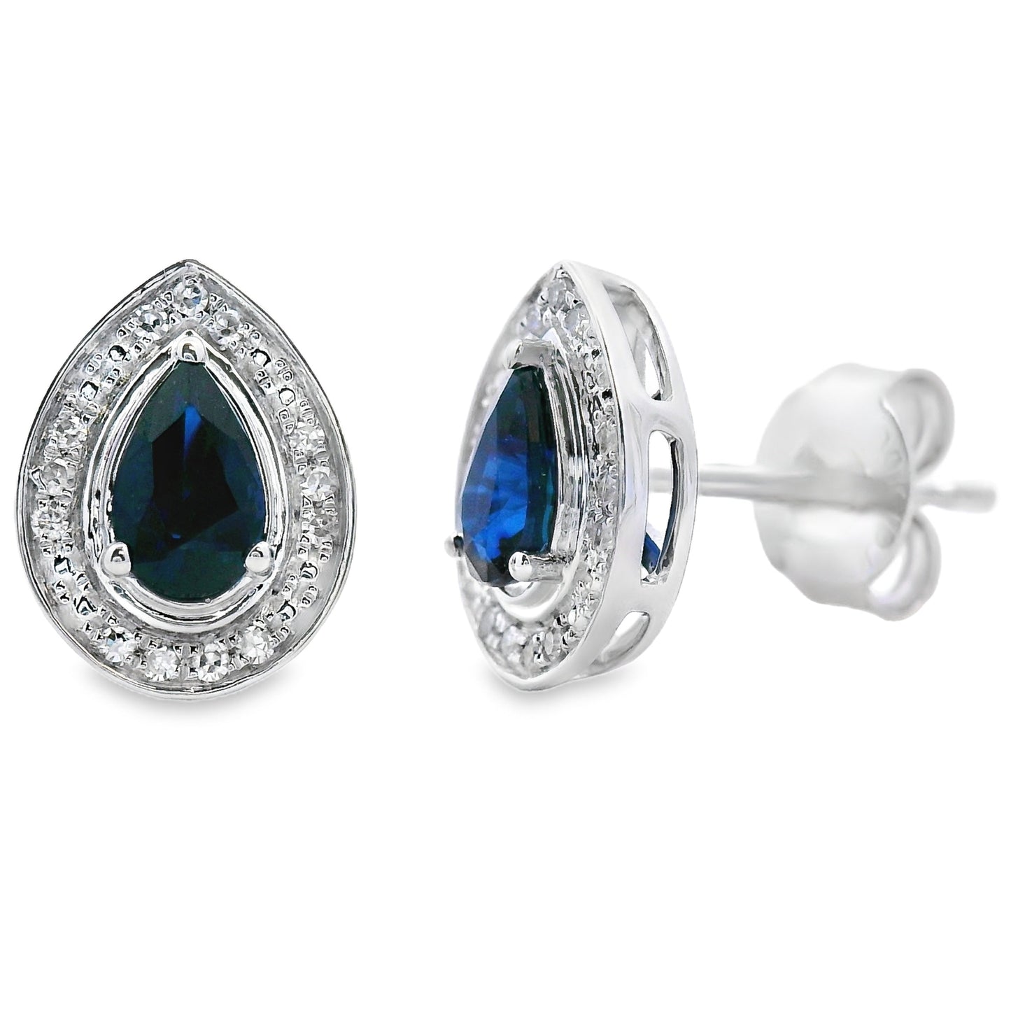 .58ct Sapphire Diamond Stud Earrings in 10KT White Gold