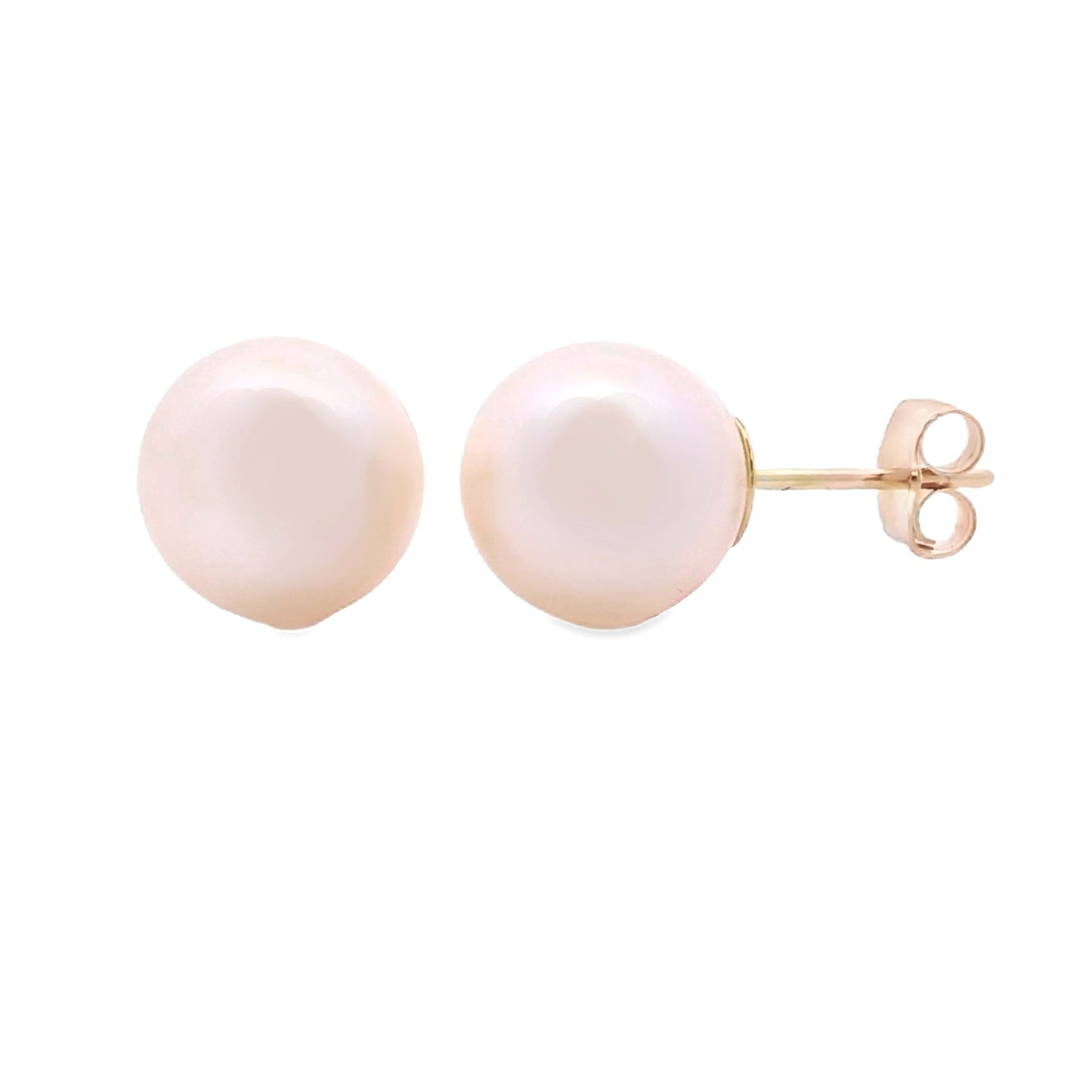 Genuine Freshwater Pearl Stud Earrings in 14KT Yellow Gold