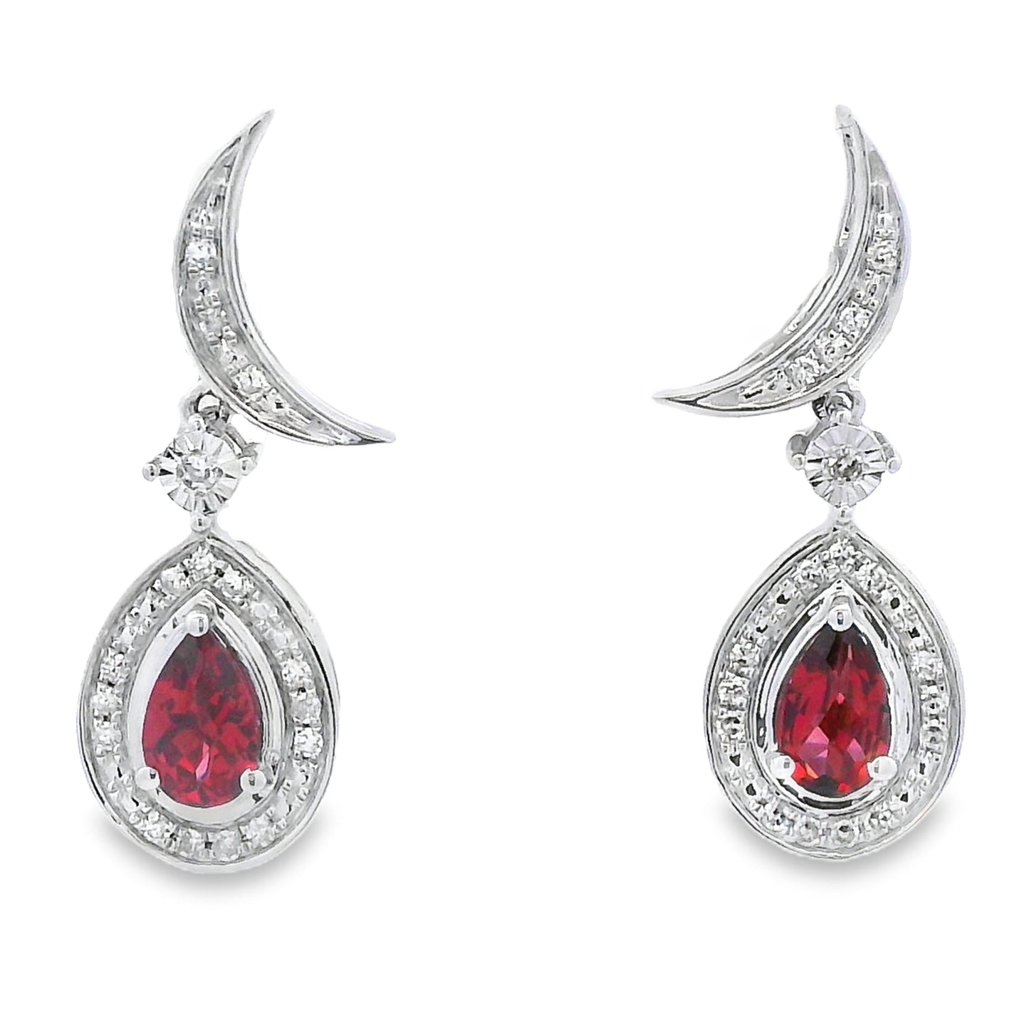 .62ct Garnet Diamond Dangle Earrings in 10KT White Gold
