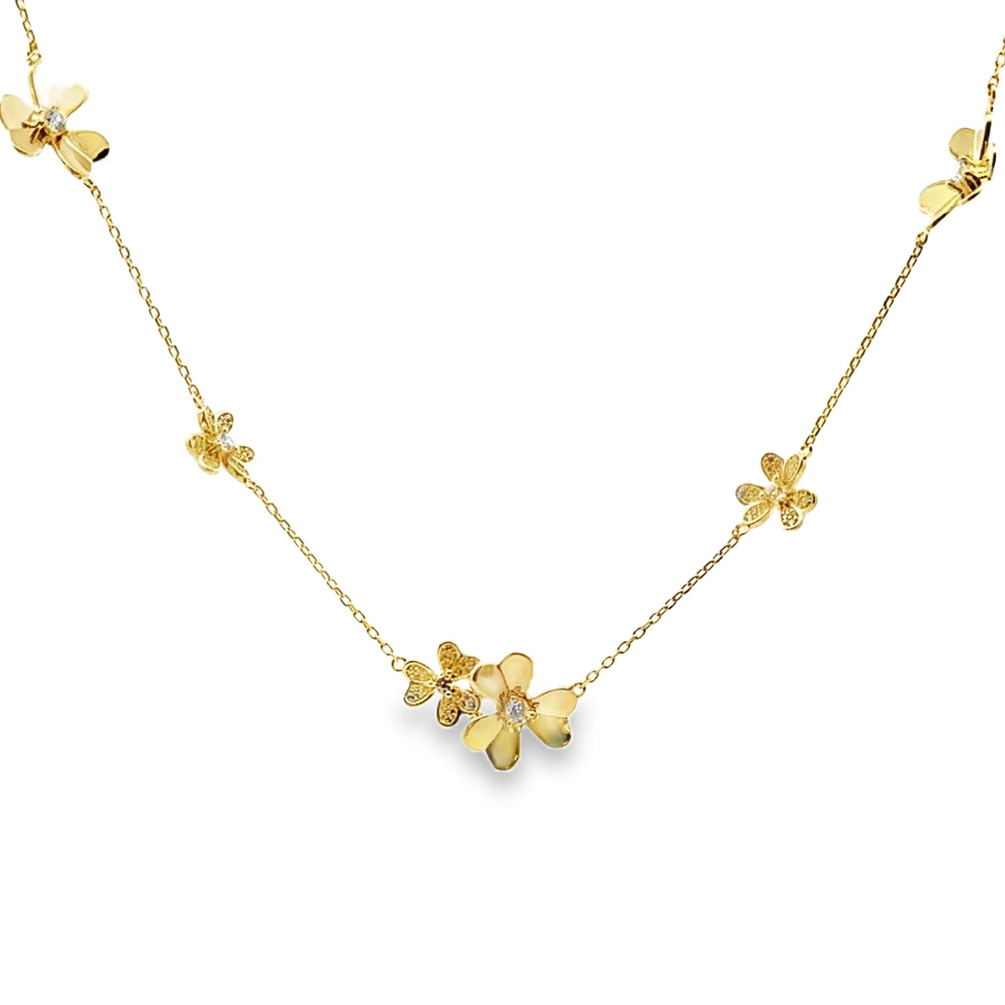 Pendentif Fleur en Zircon Cubique Authentique en Argent Sterling