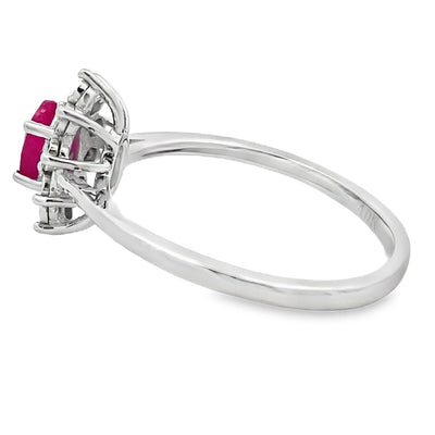 Bague en rubis et diamants de 0,63 ct en or blanc 10KT