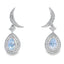 Boucles d'oreilles pendantes en diamant aquamarine en or blanc 10KT