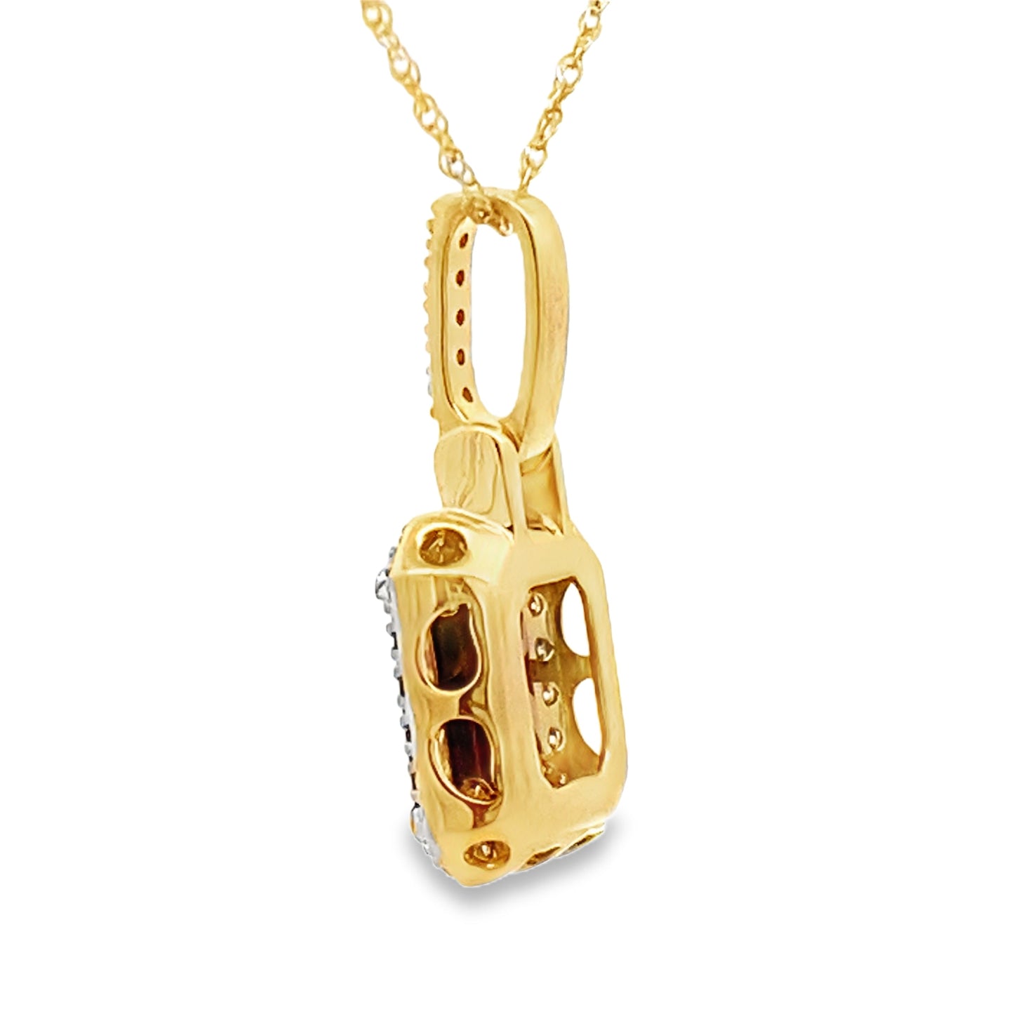 Colgante de Granate y Diamante de 1.31ct en Oro Amarillo de 10KT