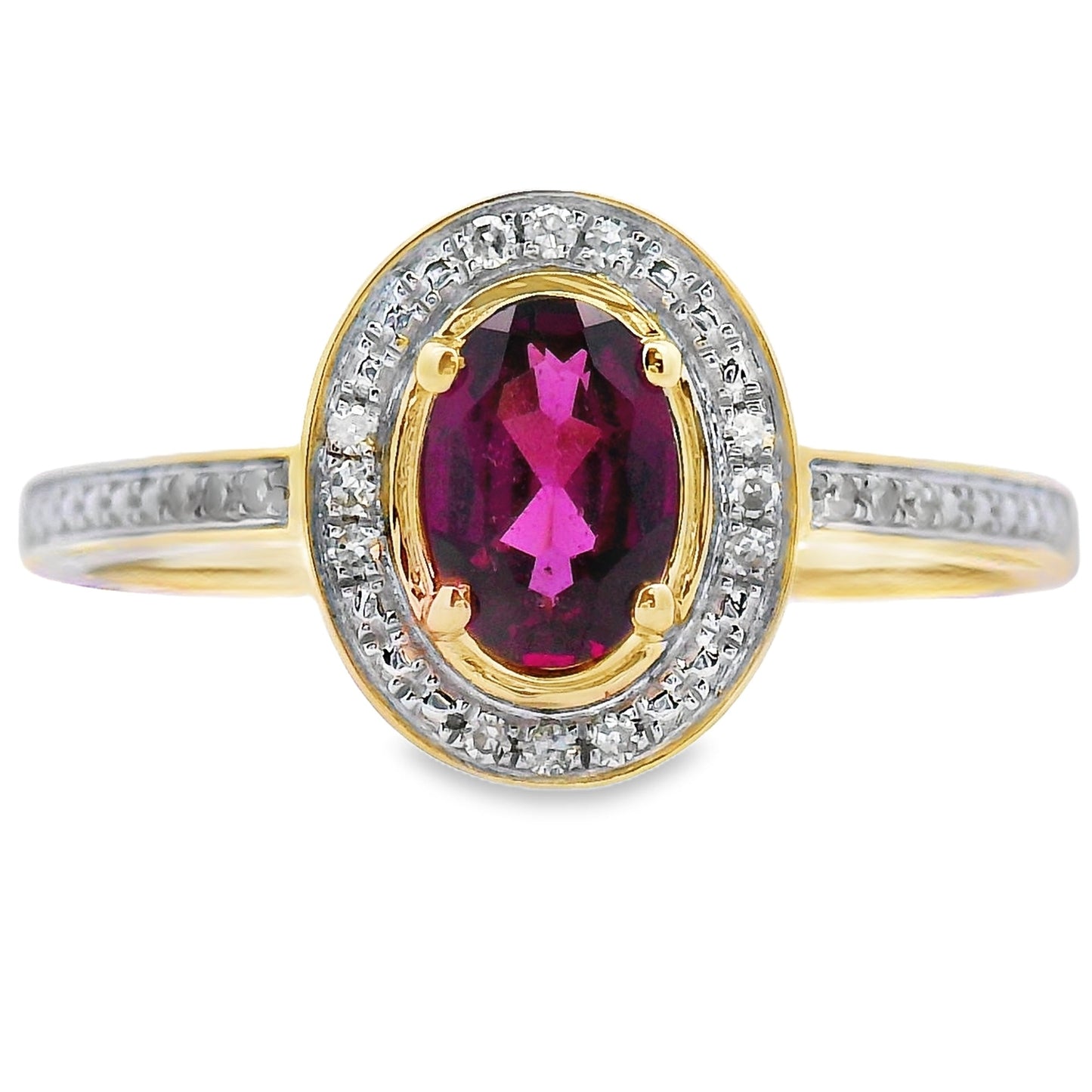 Natural .62ct Garnet and Diamond Ring in 10KT Yellow Gold
