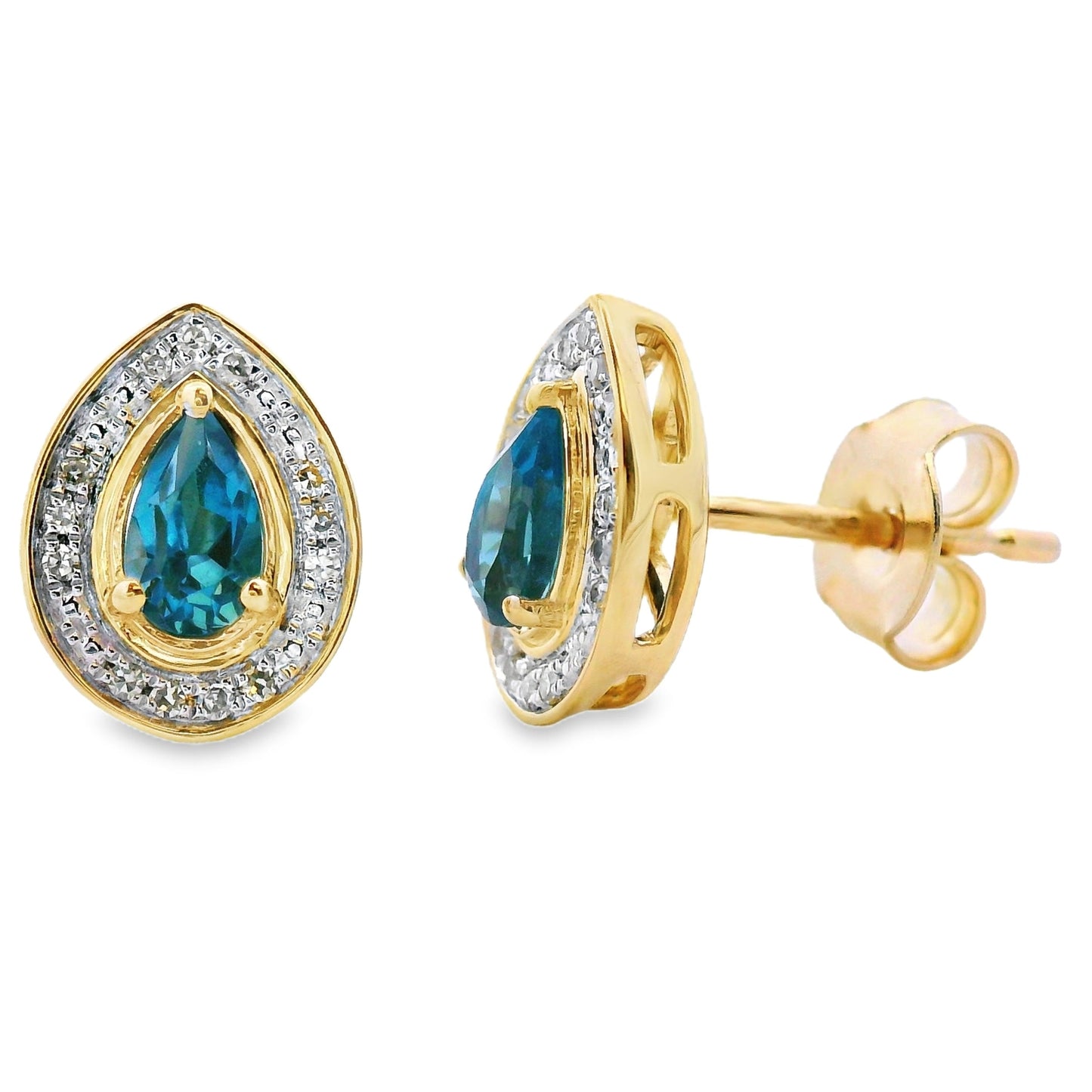 Boucles d'oreilles en topaze bleue de Londres de 0,57 ct en or jaune 10KT