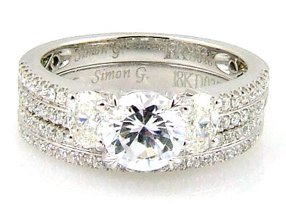 Conjunto de Anillo de Compromiso Natural de 1.05ct en Oro Blanco de 18KT