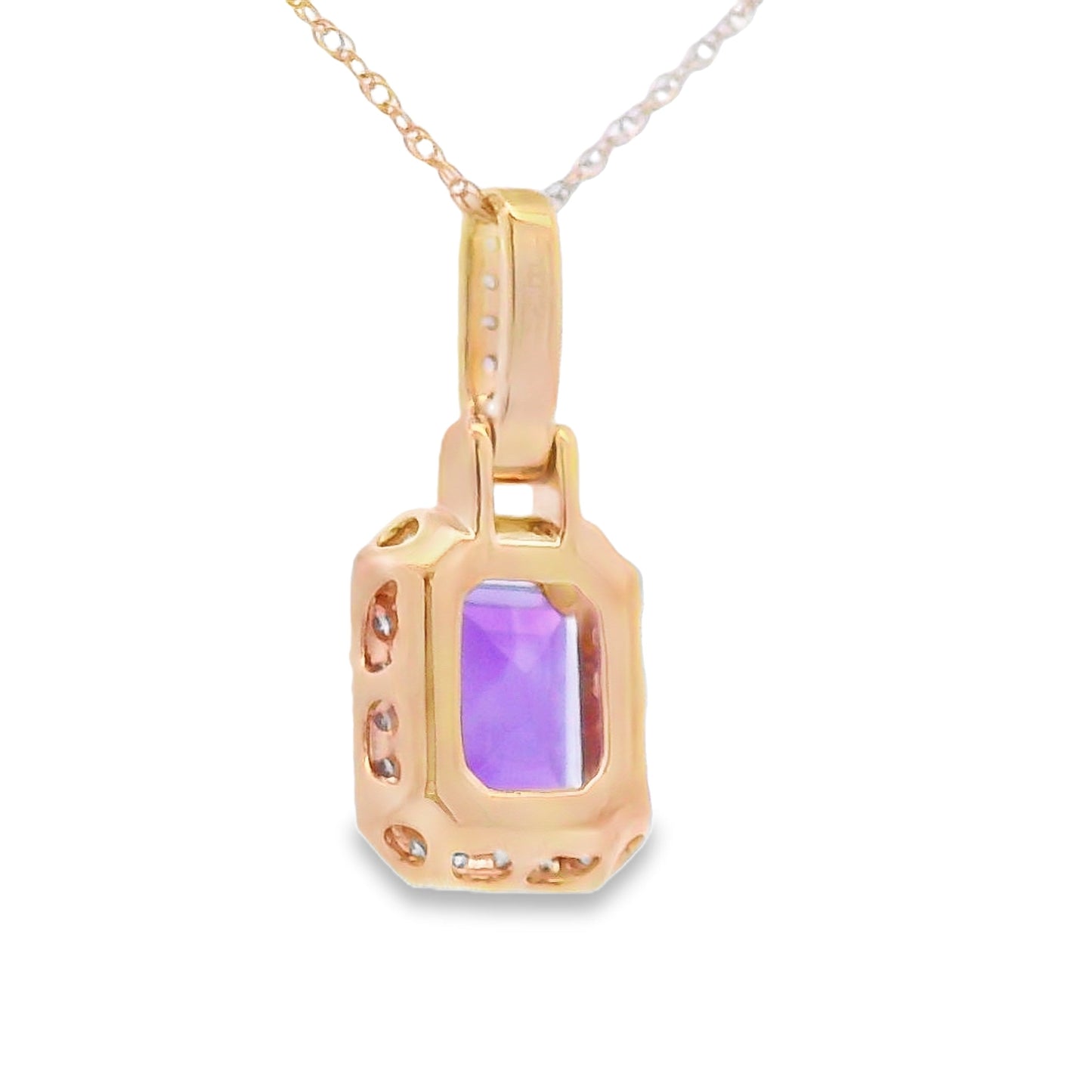 Amethyst Diamond Pendant in 10KT Yellow Gold