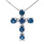 .32ct Pendentif Croix en Saphir en Or Blanc 10KT