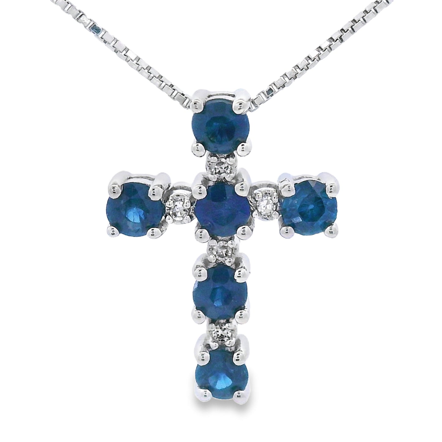 .32ct Pendentif Croix en Saphir en Or Blanc 10KT