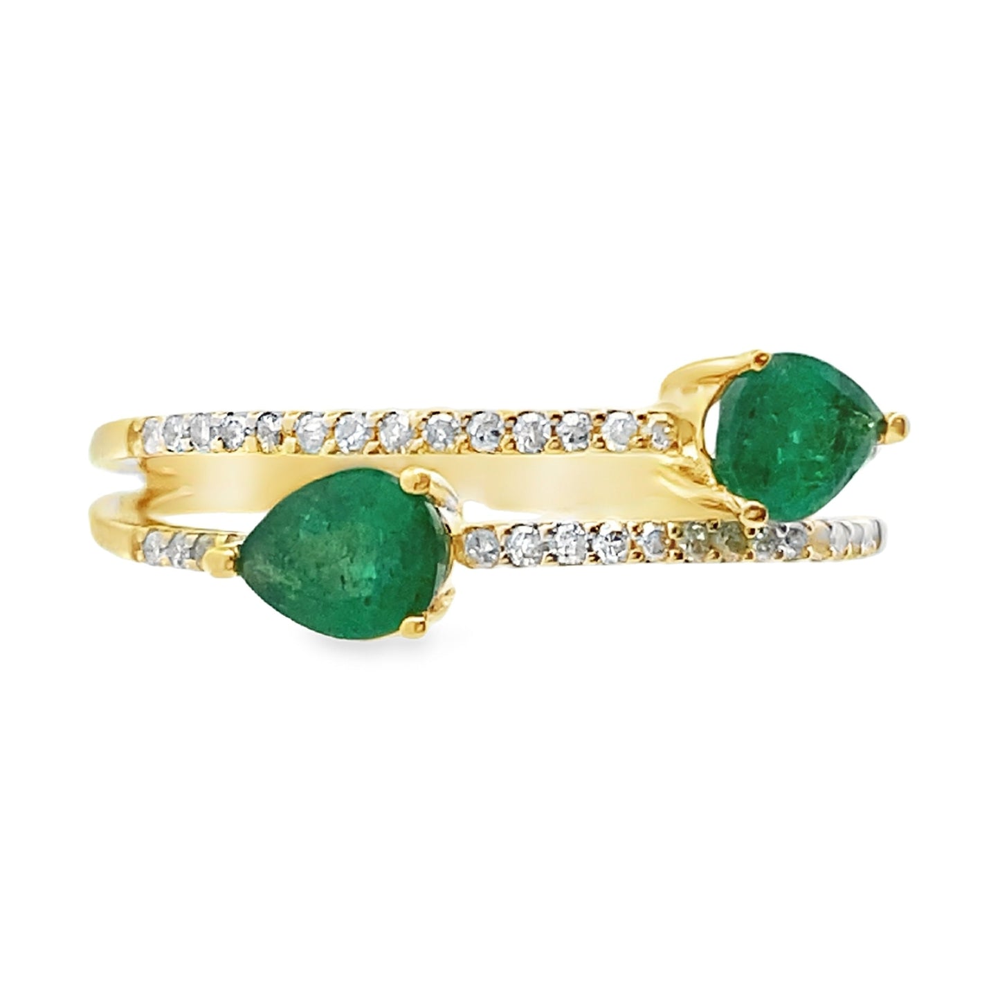 Genuine .50ct Emerald and Diamond Ring in 14KT Yellow Gold