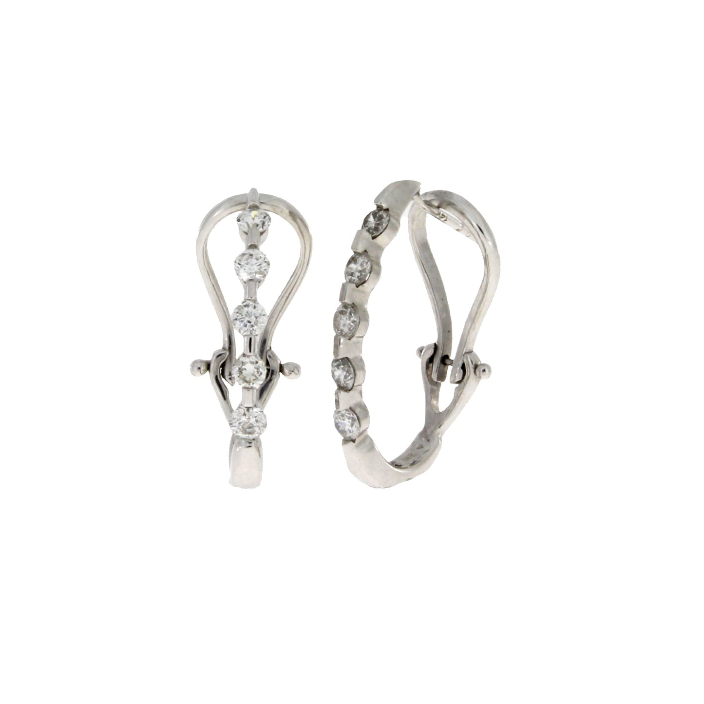 Pendientes de aro de diamante genuinos de 1.00ct en oro blanco de 14KT