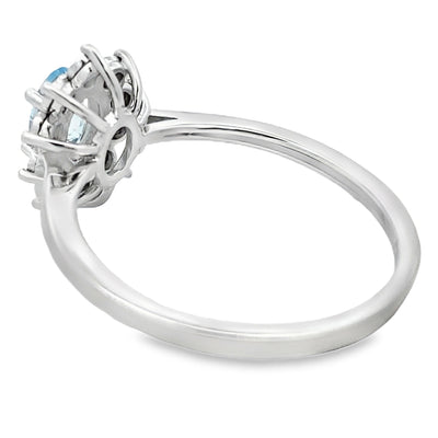 Bague en diamant aquamarine véritable de 0,43 ct en or blanc 10KT