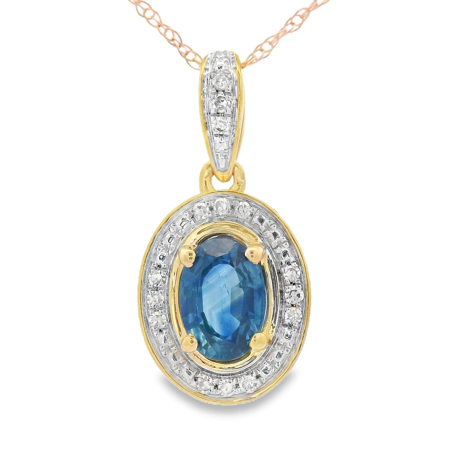Pendentif Saphir et Diamant en Or Jaune 10KT