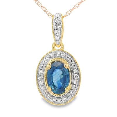 Sapphire & Diamond Pendant in 10KT Yellow Gold