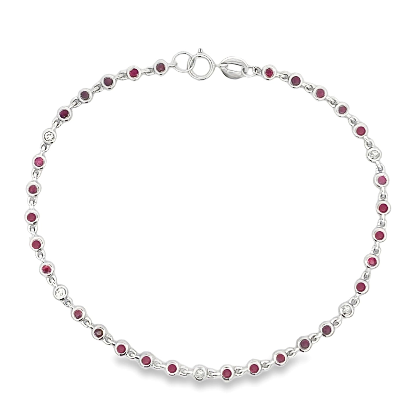 Pulsera de Rubí y Diamante en Oro Blanco de 14KT
