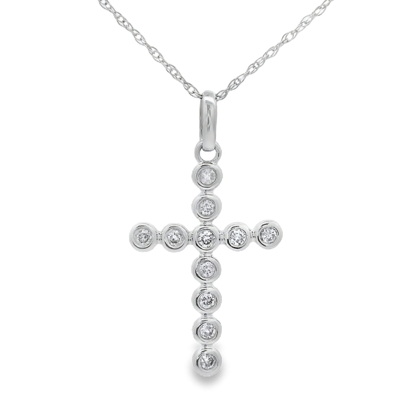 .15ct Diamond Cross Pendant in 14KT White Gold