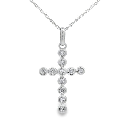 Pendentif Croix en Diamant de 0,15 ct en Or Blanc 14KT