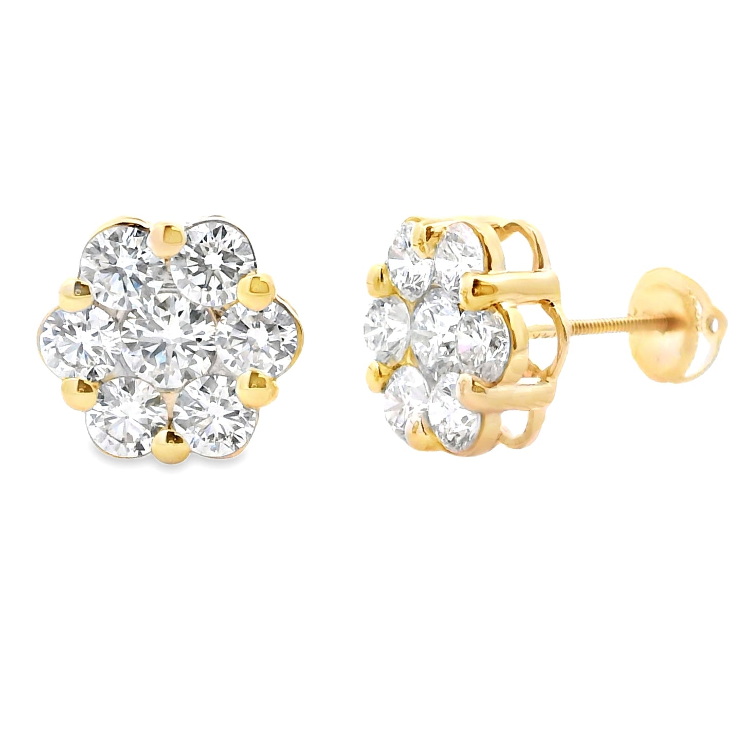 Pendientes de Diamante Creado en Laboratorio de 3.93ct en Oro Amarillo de 14KT