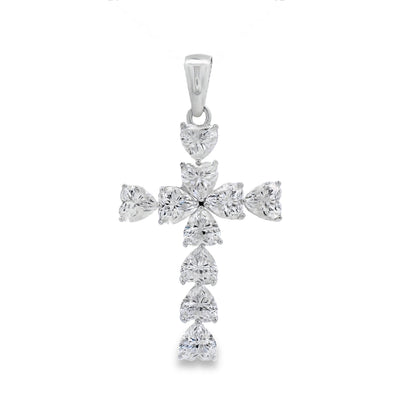 Moissanite Cross Pendant in Sterling Silver