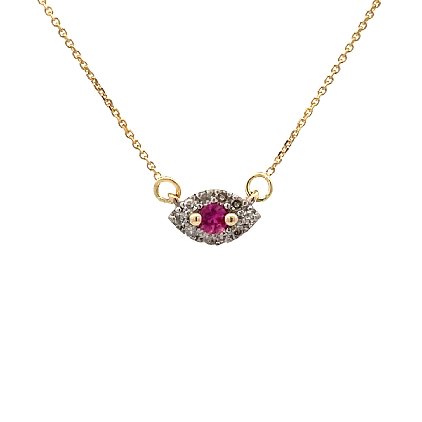 .14ct Pendentif en Rubis et Diamant en Or Jaune 14KT