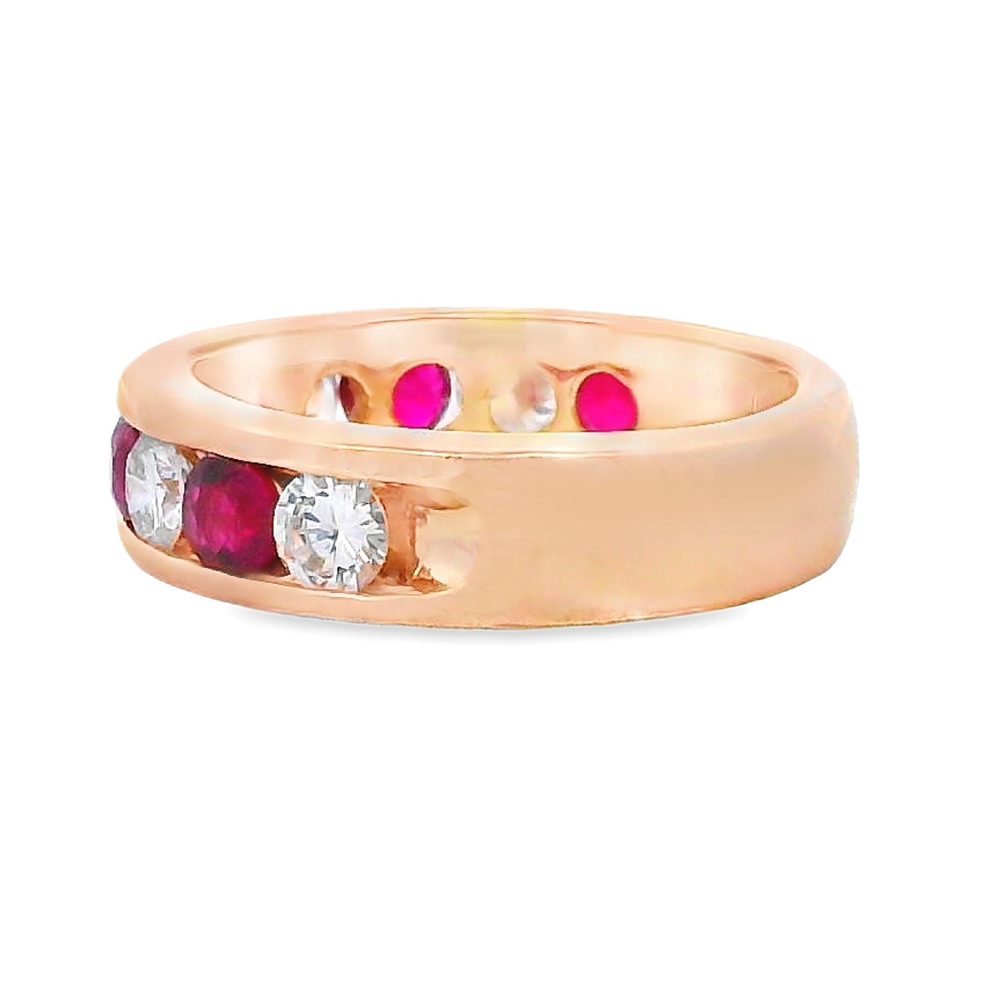 2.50ct Ruby and Diamond Wedding Band in 14KT Yellow Gold