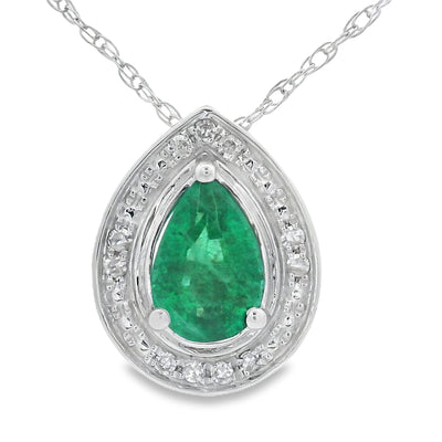 .41ct Emerald and Diamond Pendant in 10KT White Gold