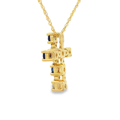 Pendentif croix en saphir de 0,32 ct en or jaune 10KT