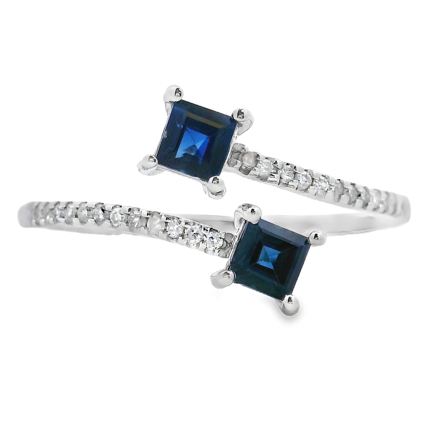 Bague en diamant saphir naturel de 0,61 ct en or blanc 14KT
