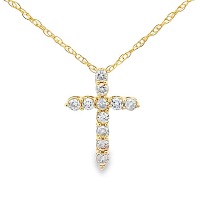 .12ct Diamond Cross Pendant in 14KT Yellow Gold