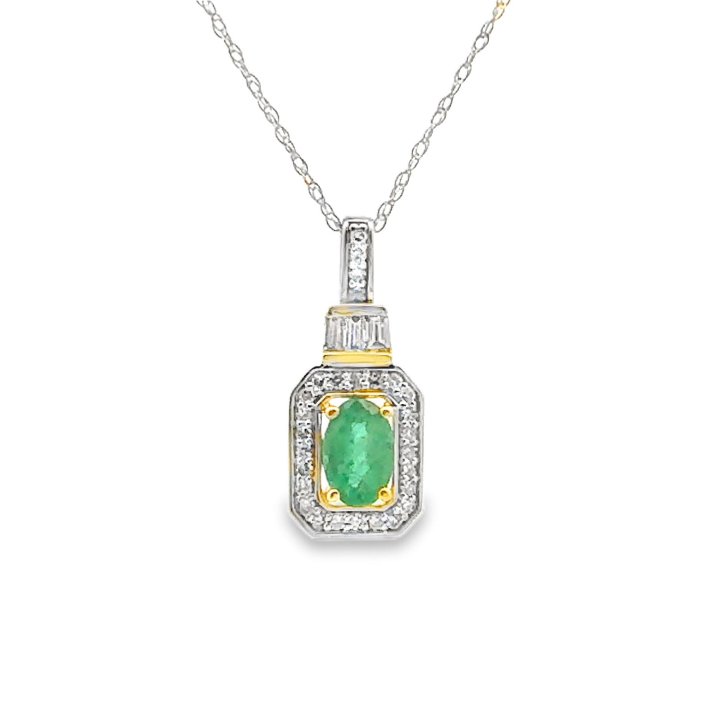 .57ct Pendentif Émeraude & Diamant en Or Jaune 14KT