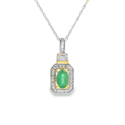 .57ct Pendentif Émeraude & Diamant en Or Jaune 14KT
