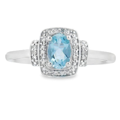 Genuine .45ct Aquamarine Diamond Ring in 10KT White Gold