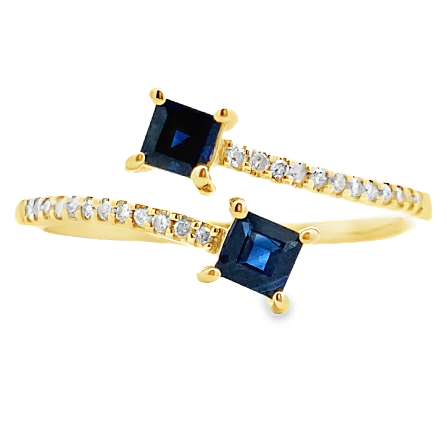 Bague en diamant et saphir de 0,61 ct en or jaune 14KT