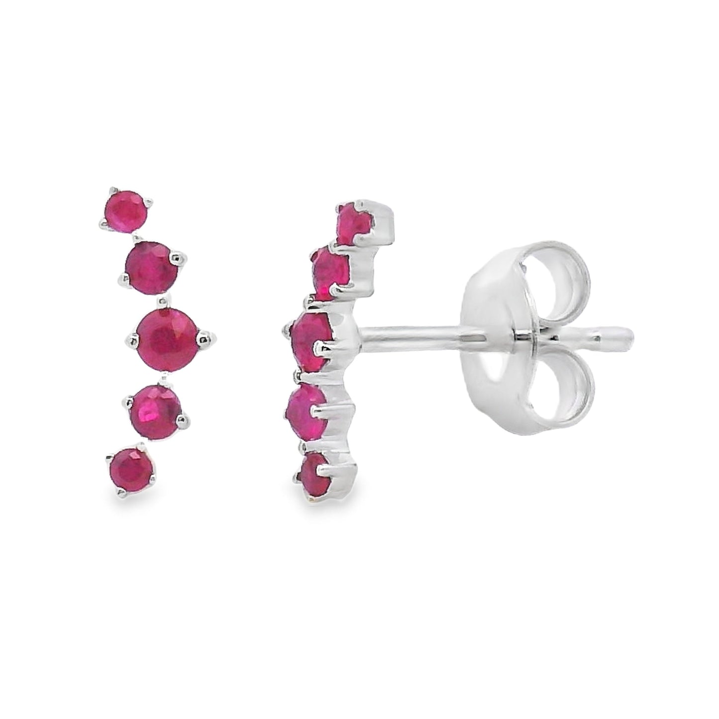 Genuine .24ct Ruby Earrings in 14KT White Gold