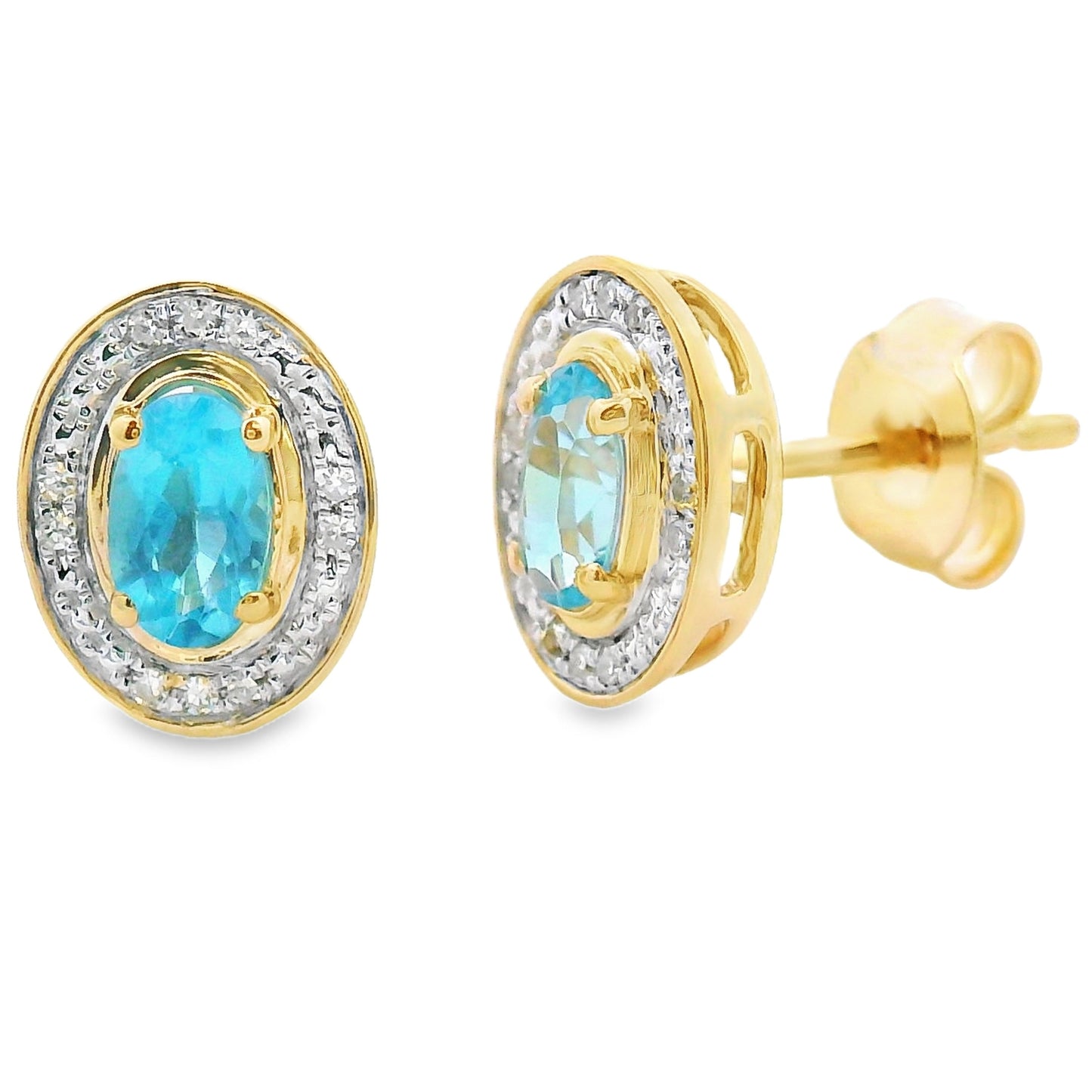 .62ct Pendientes de Topacio Azul y Diamante en Oro Amarillo de 10KT