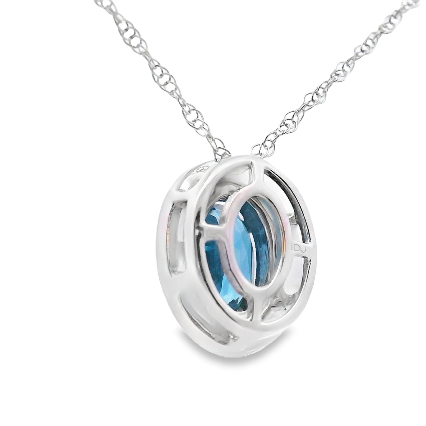 London Blue Topaz Pendant in 10KT White Gold