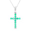 .20ct Pendentif Croix en Émeraude en Or Blanc 14KT