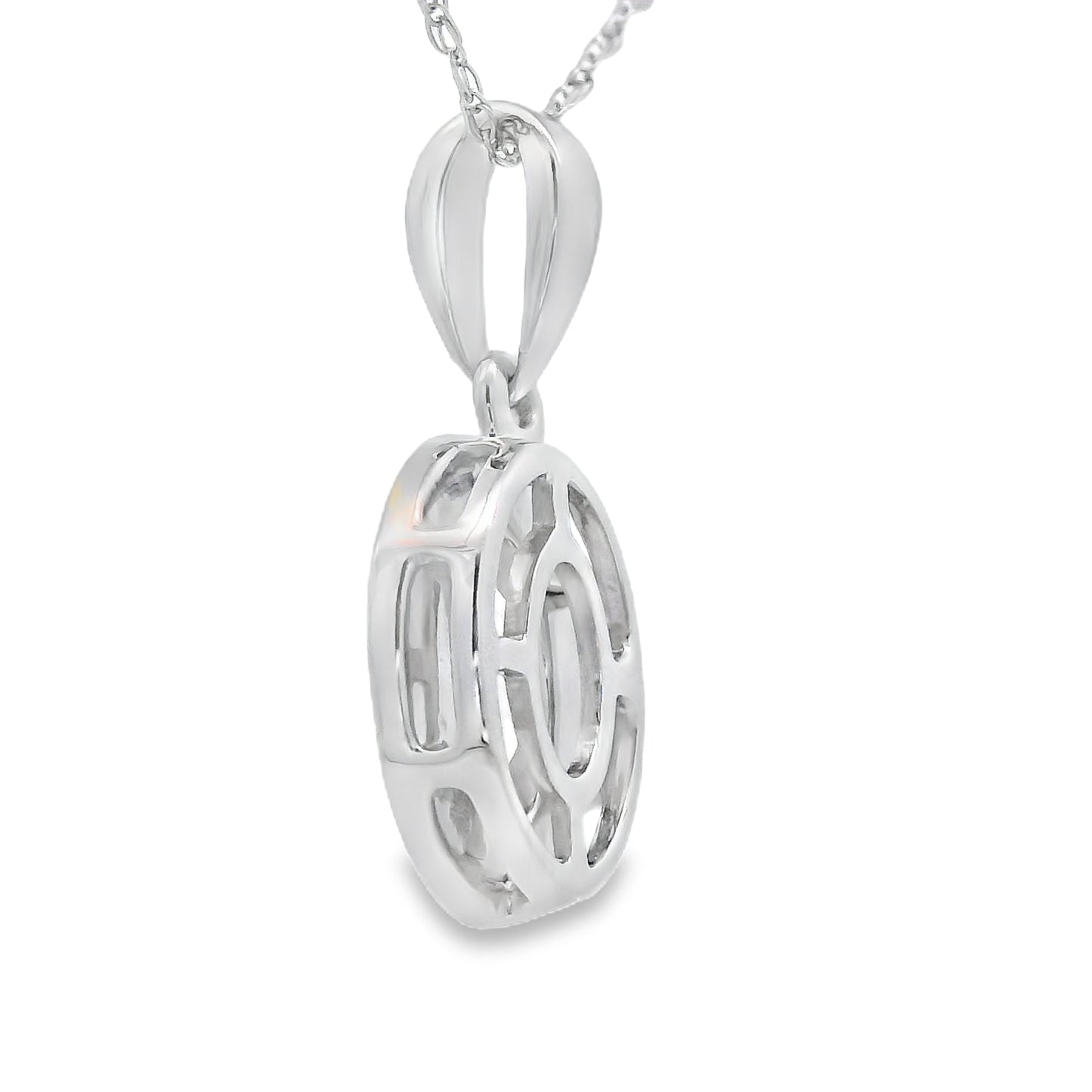 Rose Quartz and Diamond Pendant in 10KT White Gold