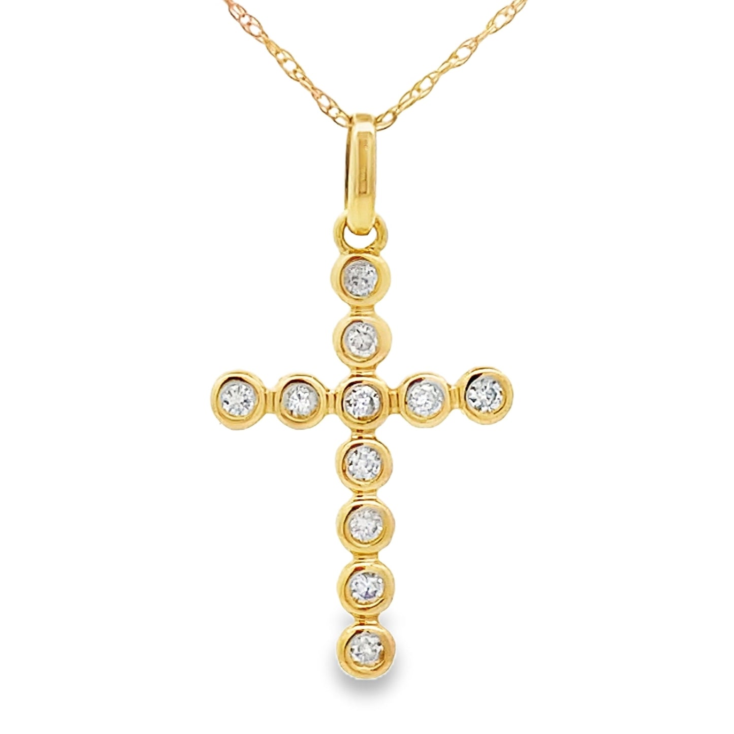 .15ct Diamond Cross Pendant in 14KT Yellow Gold
