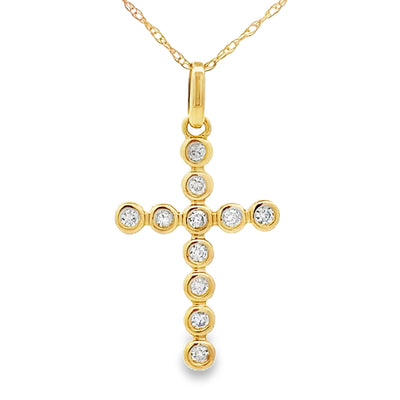 .15ct Diamond Cross Pendant in 14KT Yellow Gold