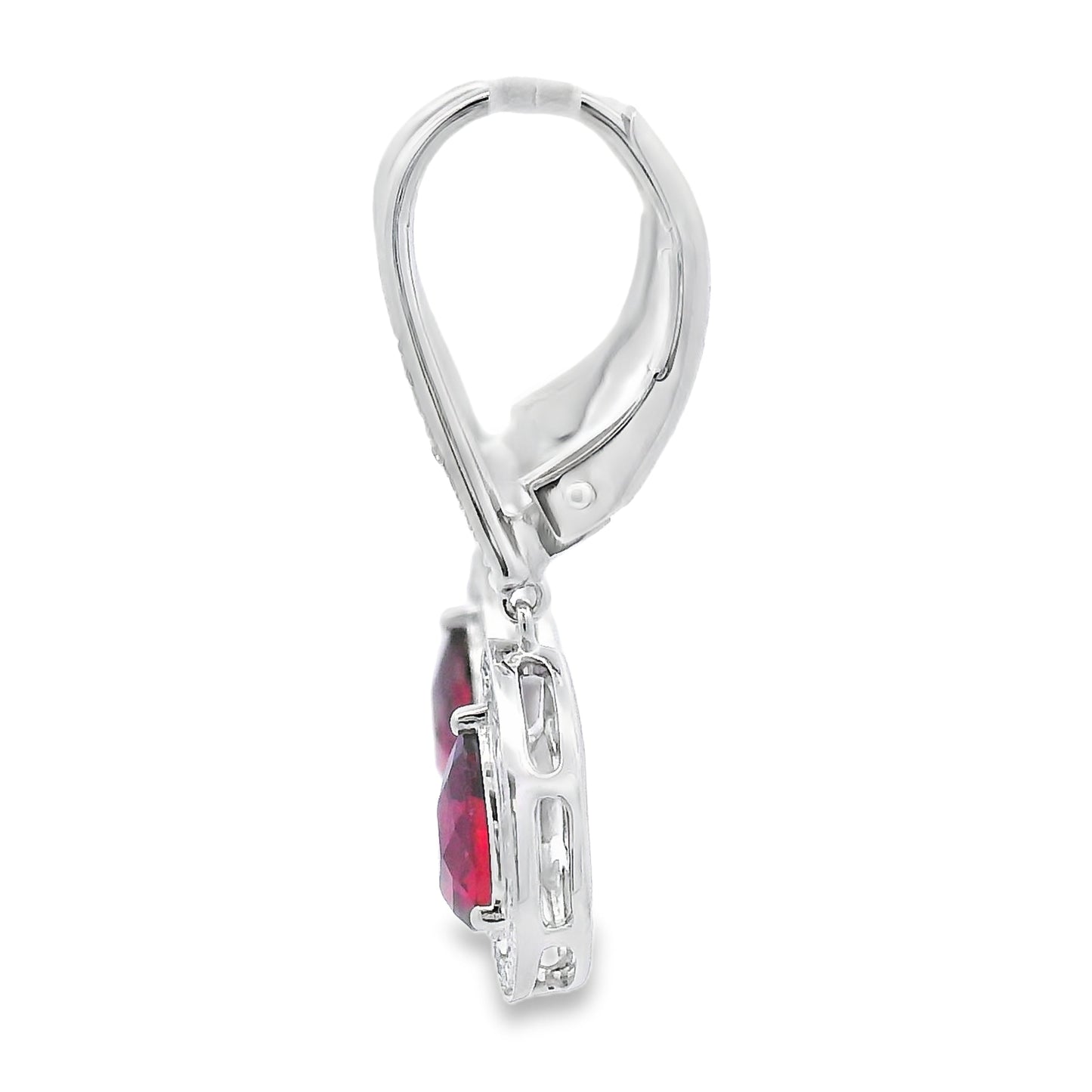 1.05ct Garnet and Diamond Dangle Earrings in 10KT White Gold