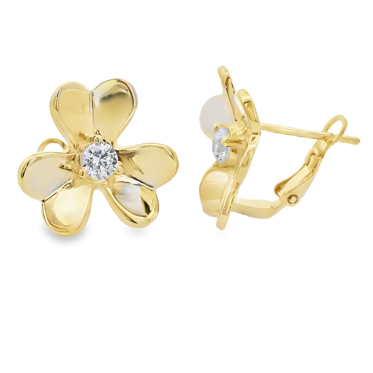 Genuine Cubic Zirconia Flower Earrings in Sterling Silver