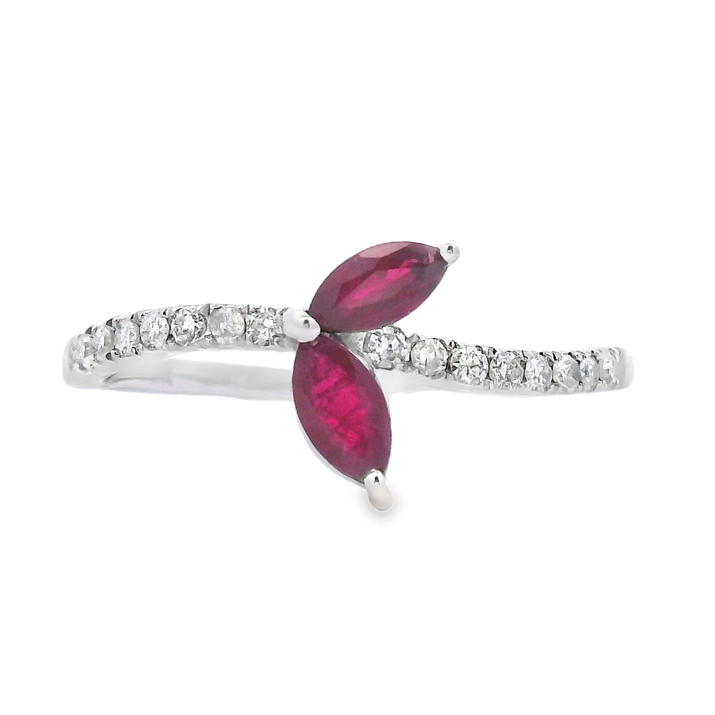 Bague en Rubis Naturel de 0,35 ct avec Diamants en Or Blanc 14KT