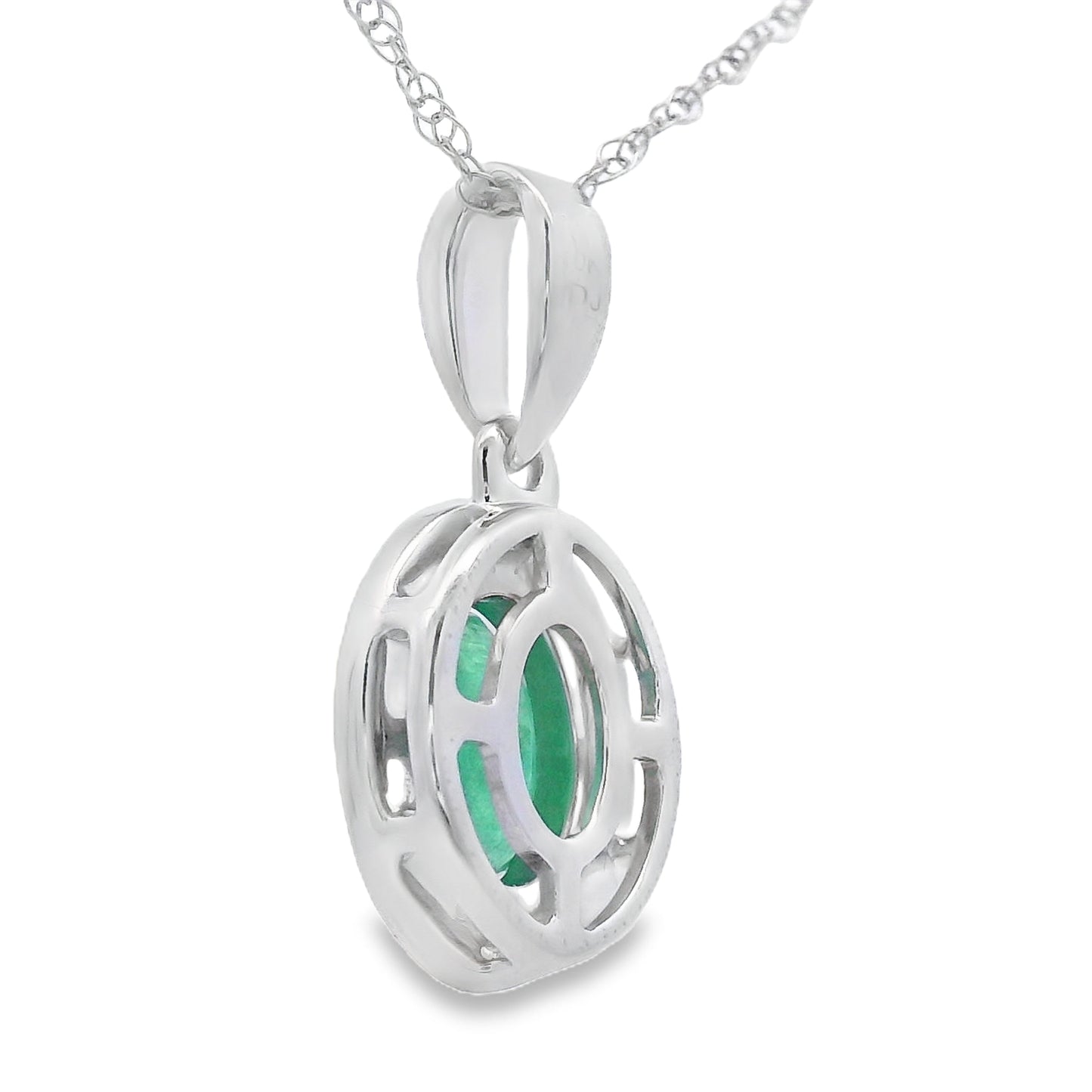 .46ct Emerald and Diamond Pendant in 10KT White Gold