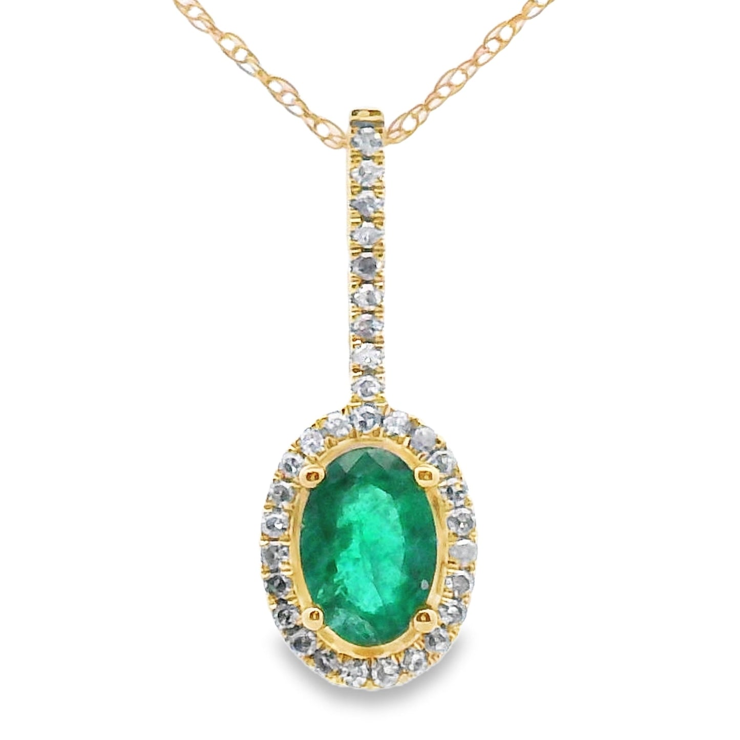 .46ct Emerald and Diamond Pendant in 10KT Yellow Gold
