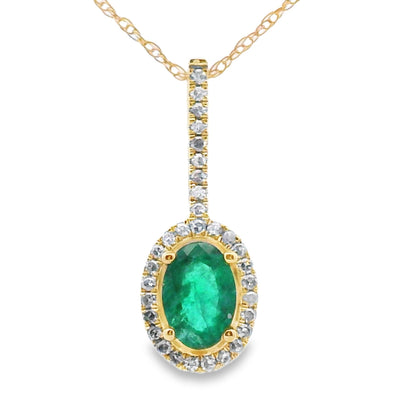 .46ct Emerald and Diamond Pendant in 10KT Yellow Gold