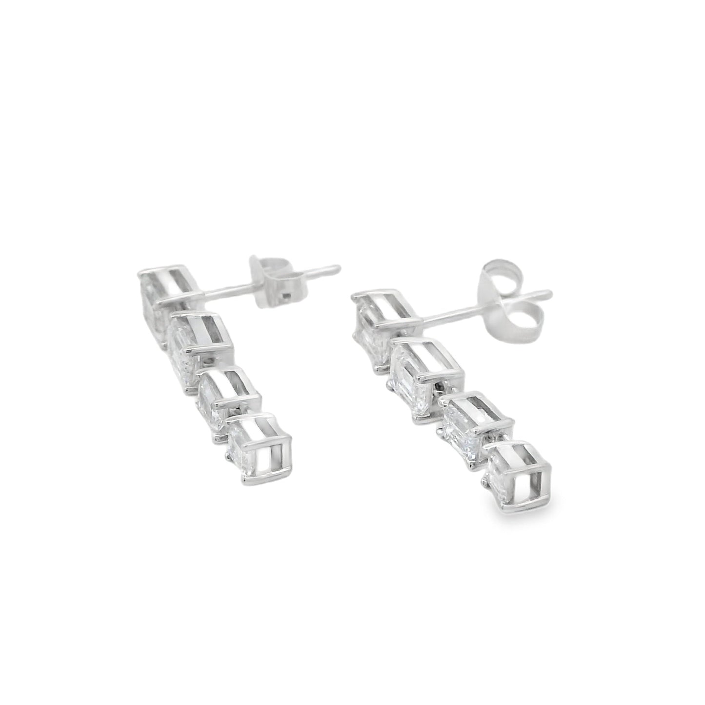 Boucles d'oreilles pendantes en diamant cultivé en laboratoire en or blanc 14KT