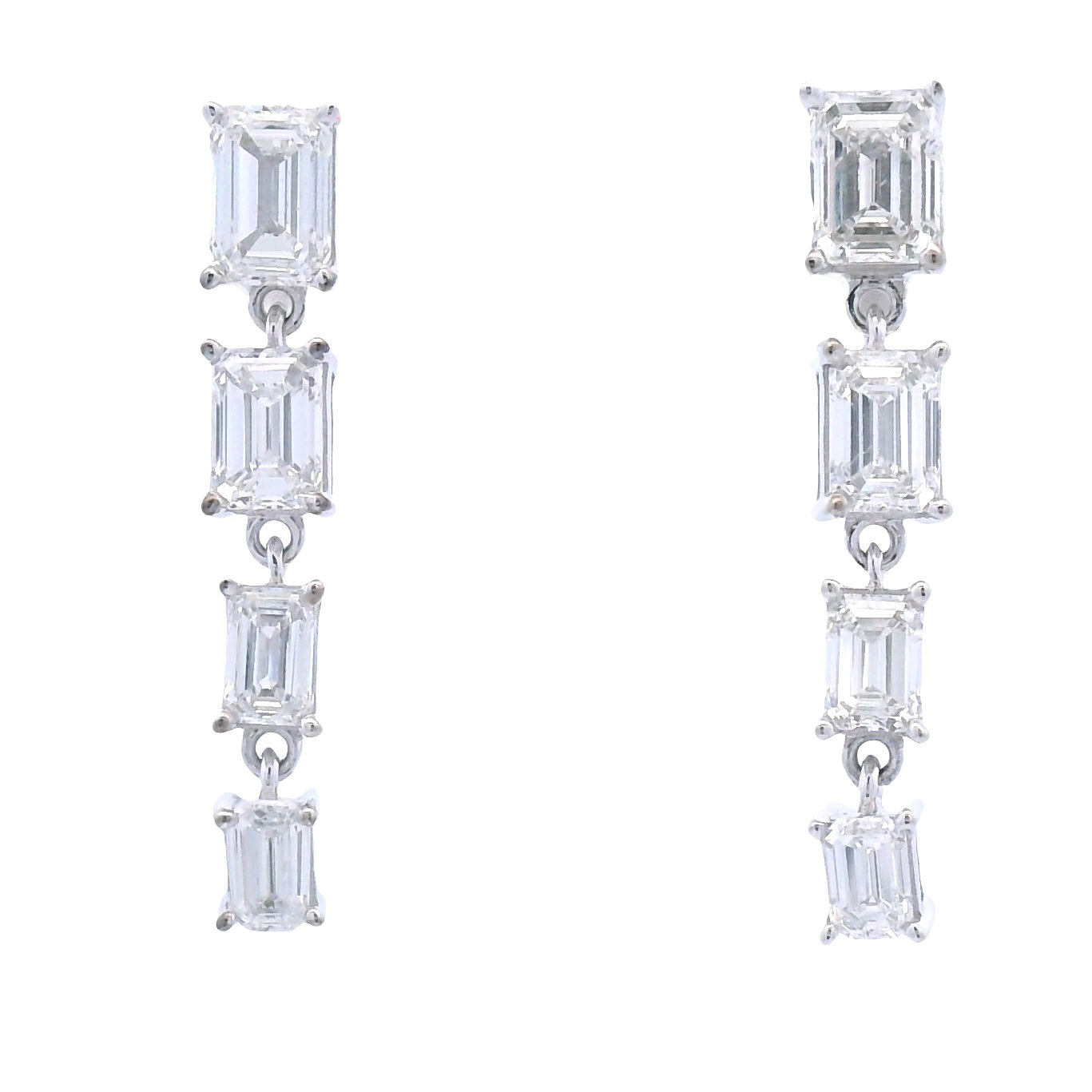 14KT White Gold Lab Grown Diamond Dangle Earrings